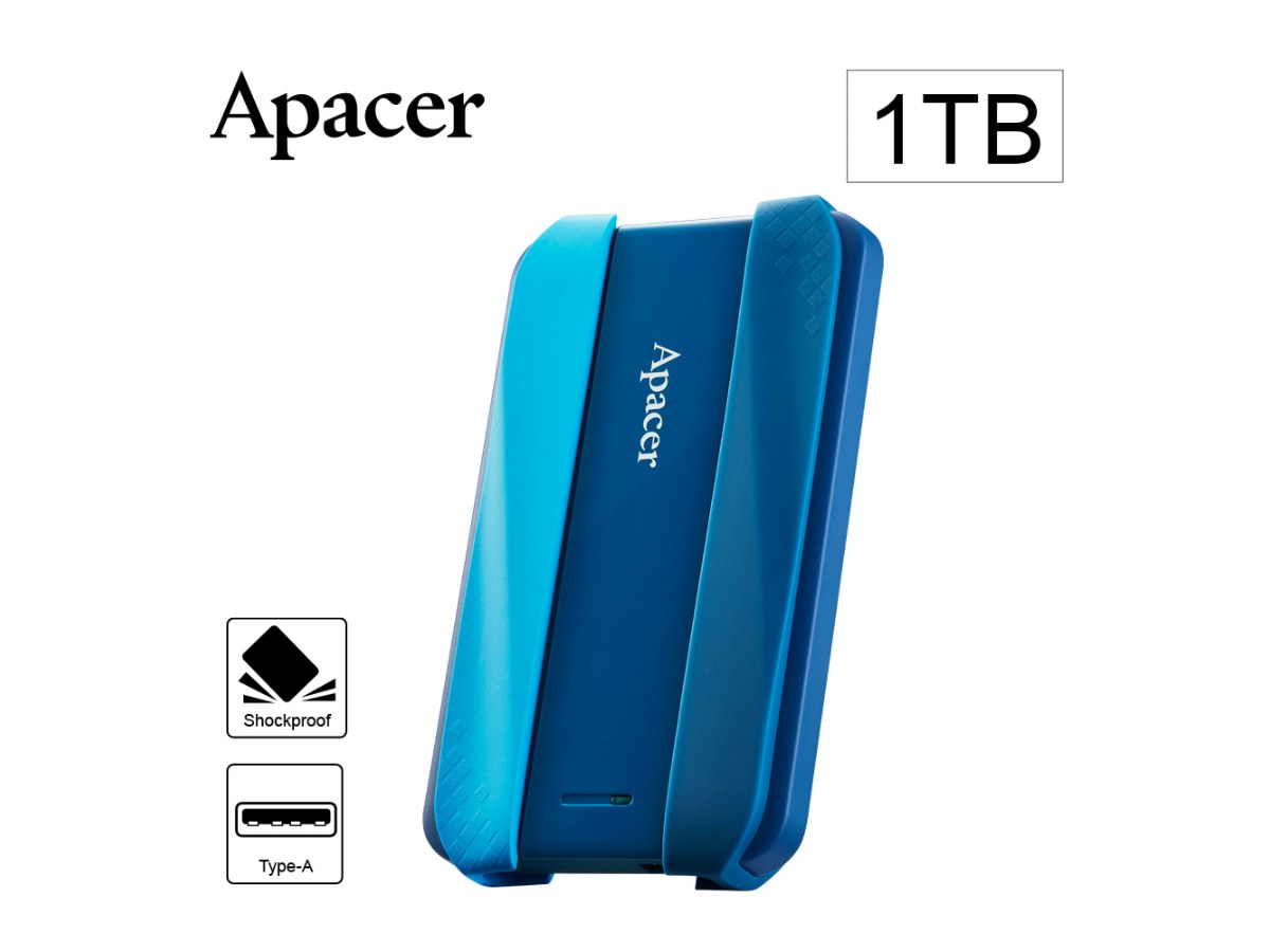 Apacer宇瞻AC533 1TB USB3.2 Gen1 2.5吋防護型行動硬碟-藍