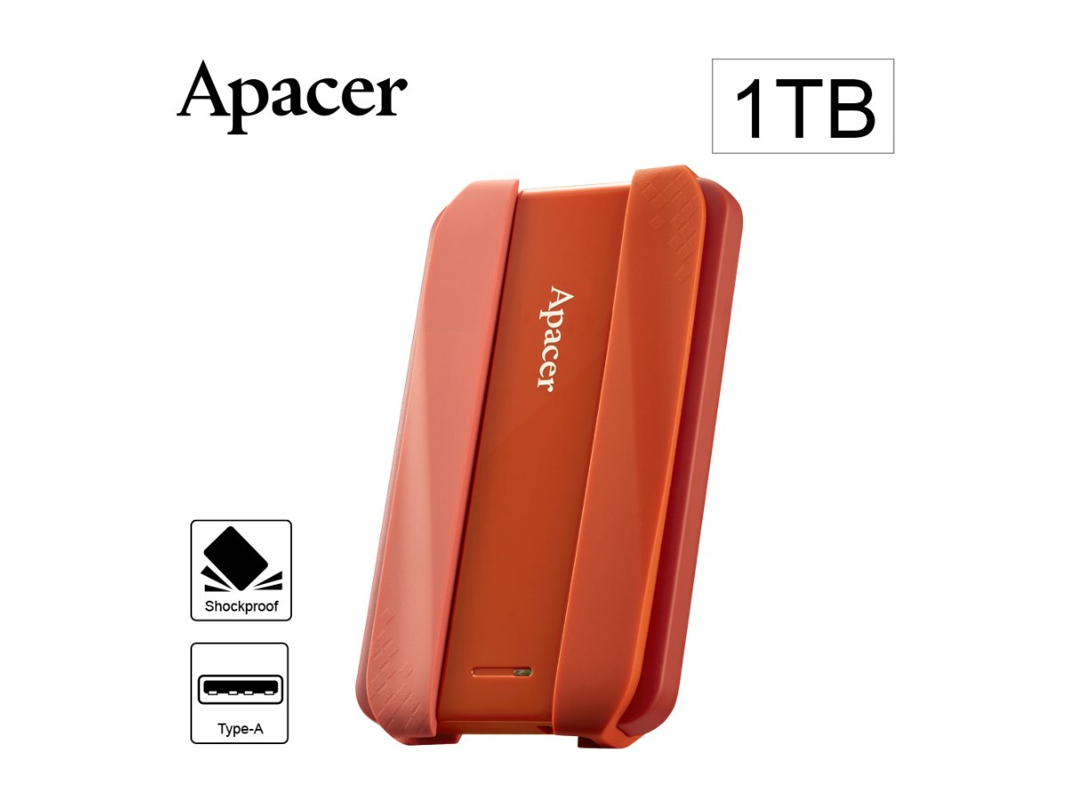 Apacer宇瞻AC533 1TB USB3.2 Gen1 2.5吋防護型行動硬碟-紅