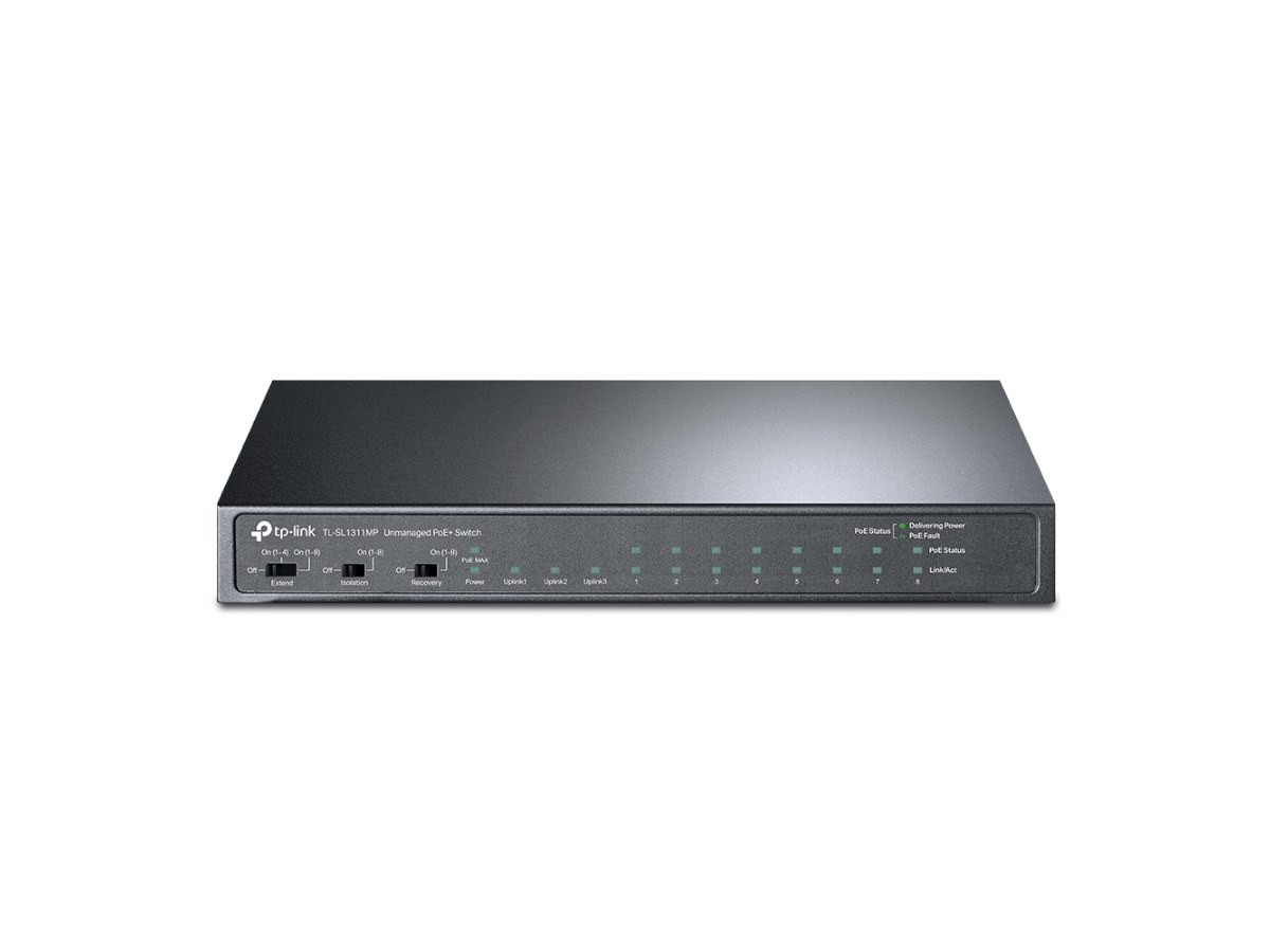 TP-LINK (商用) TL-SL1311MP 8埠 10/100Mbps + 3埠 Gigabit 桌上型交換器(含8埠 PoE+)