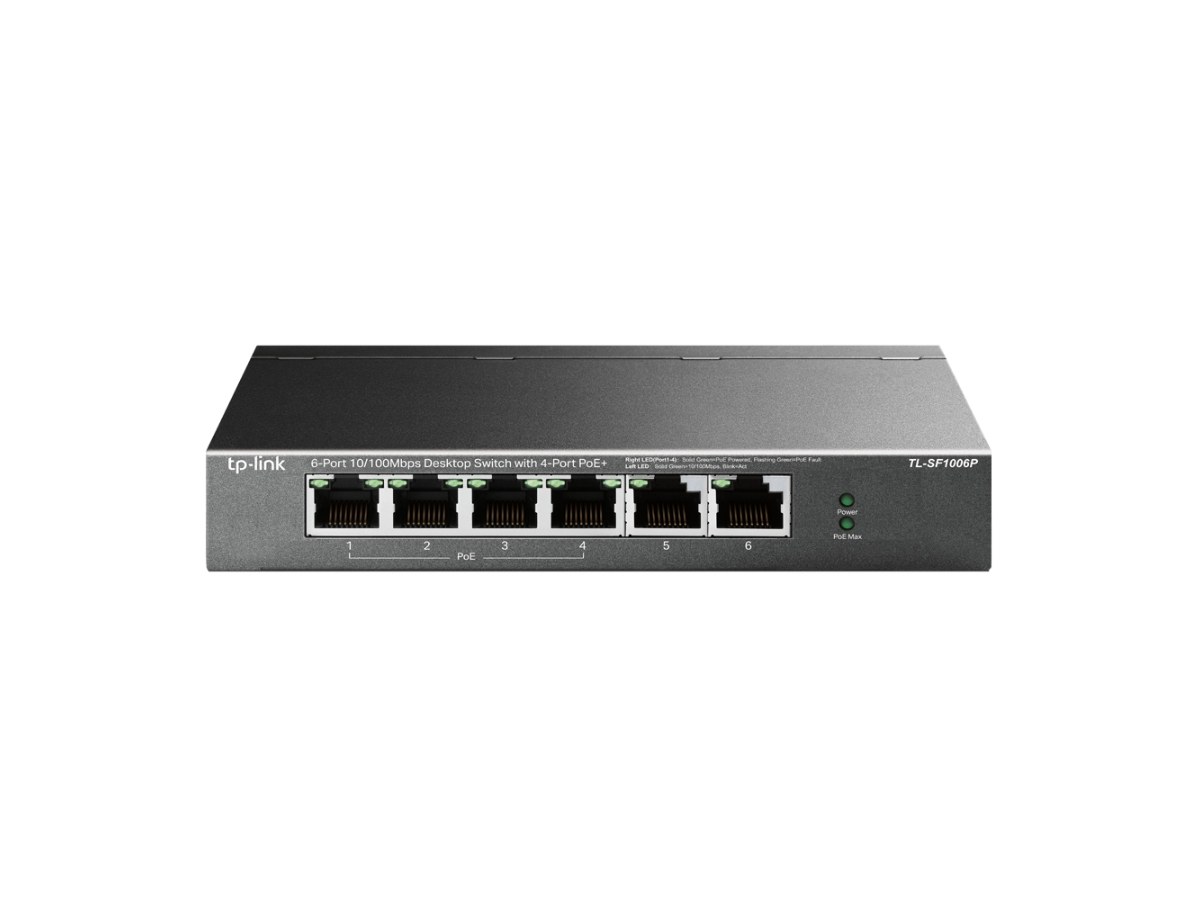 TP-LINK (商用) TL-SF1006P 6 埠 10/100Mbps 桌上型交換器(含 4 埠 PoE+)