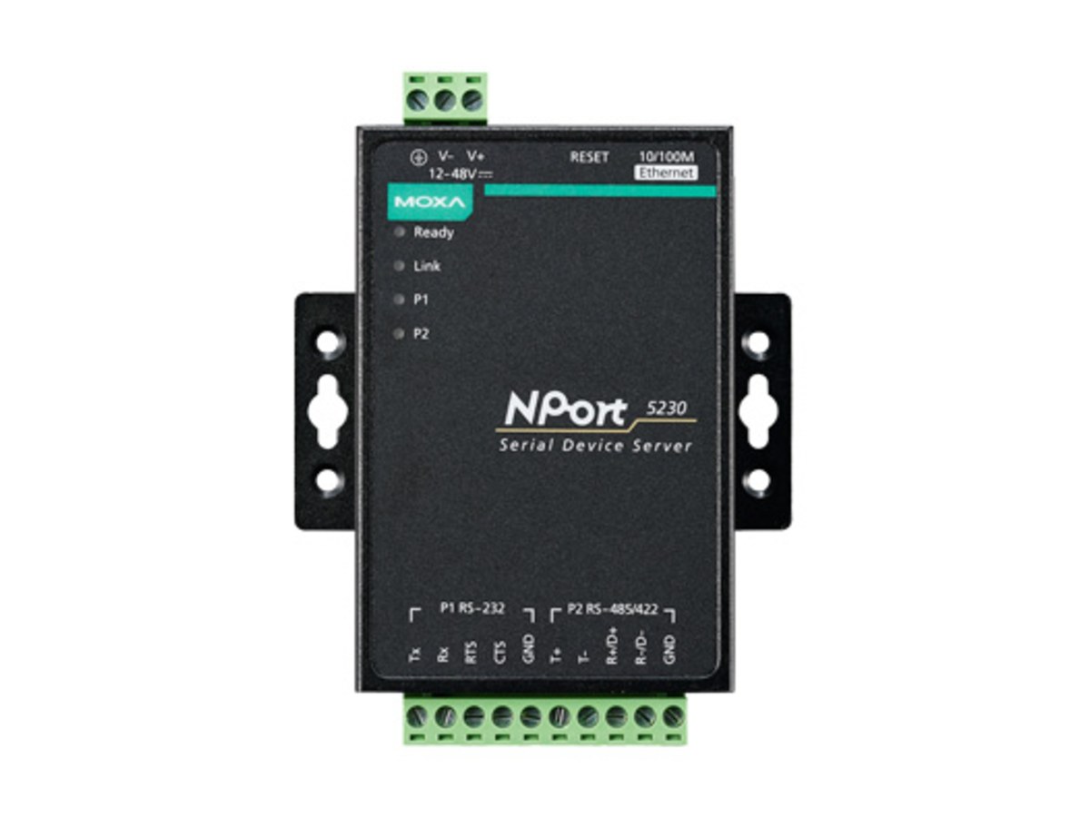 Moxa NPort 5230 w/ adapter _ 2埠 RS-422/485串列設備伺服器